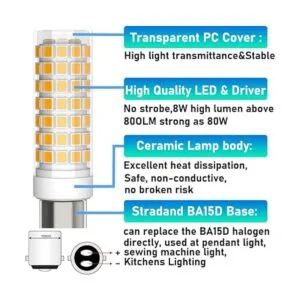 BA15D Bombilla LED regulable doble contacto base de_4