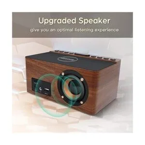 ANJANK Reloj despertador digital de madera con radio FM_4