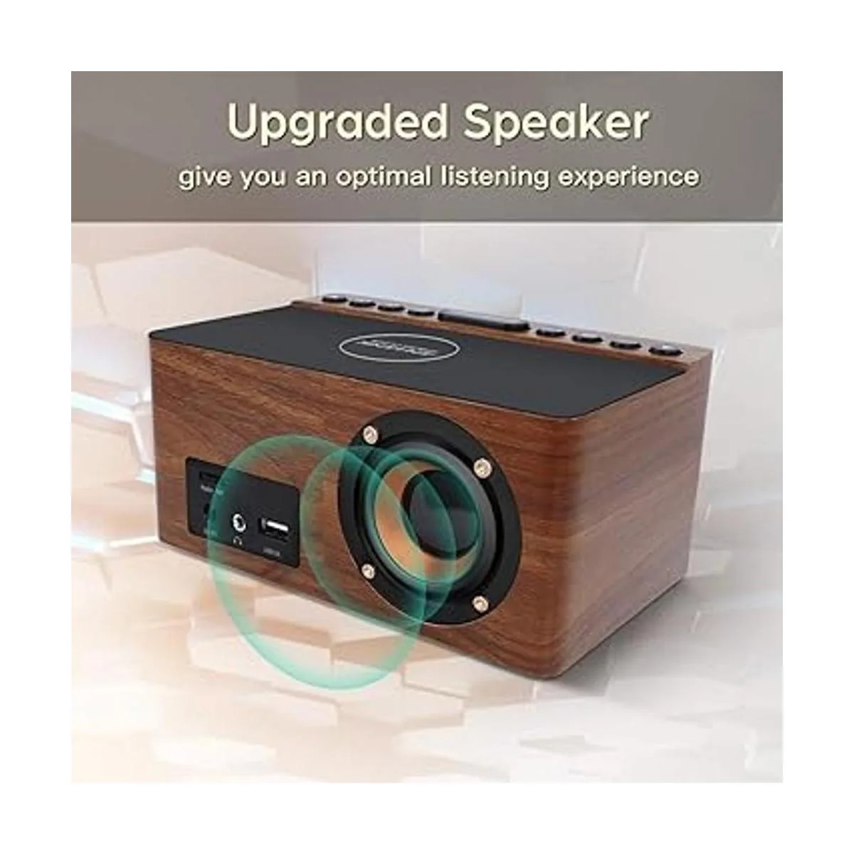 ANJANK Reloj despertador digital de madera con radio FM_4