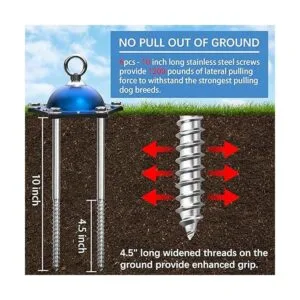 Cable y estaca de amarre para perros anclaje giratorio de_4