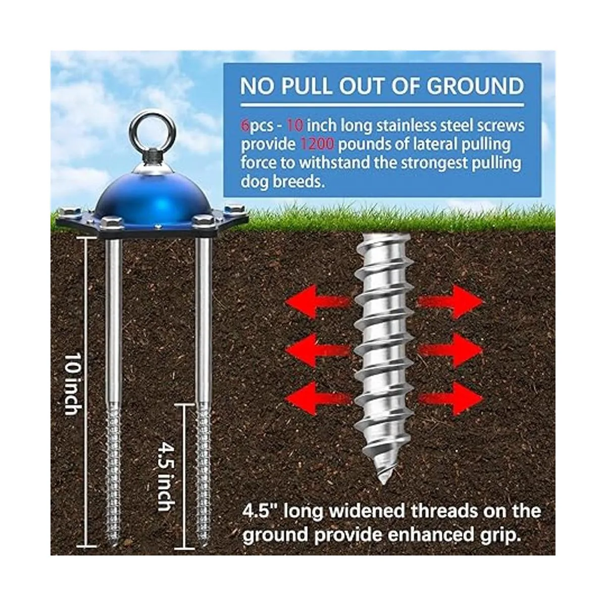 Cable y estaca de amarre para perros anclaje giratorio de_4
