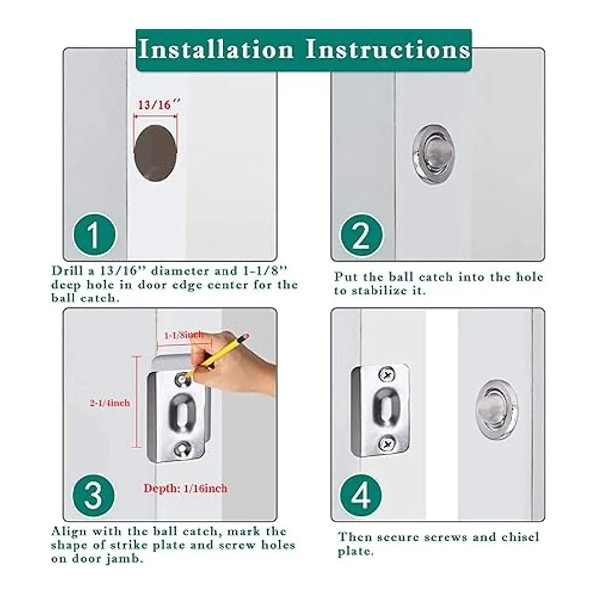 Paquete de 4 cierres de bola de acero inoxidable_5
