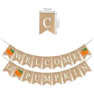 SWYOUN Arpillera Bienvenido Pequeña Calabaza Banner Otoño_4