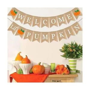 SWYOUN Arpillera Bienvenido Pequeña Calabaza Banner Otoño_2