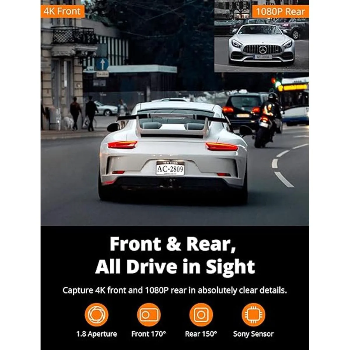 Kingslim Cámara D4 4K doble para salpicadero con GPS WiFi_2