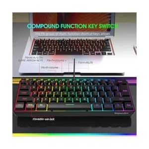 DGG Teclado K60 de 61 teclas RGB retroiluminado 60 con
