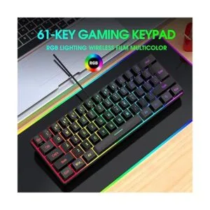 DGG Teclado K60 de 61 teclas RGB retroiluminado 60 con