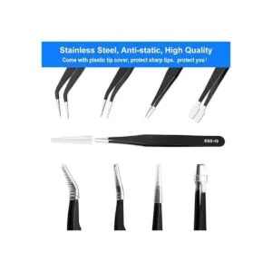 Juego de 10 pinzas de precisión kit de pinzas de alta