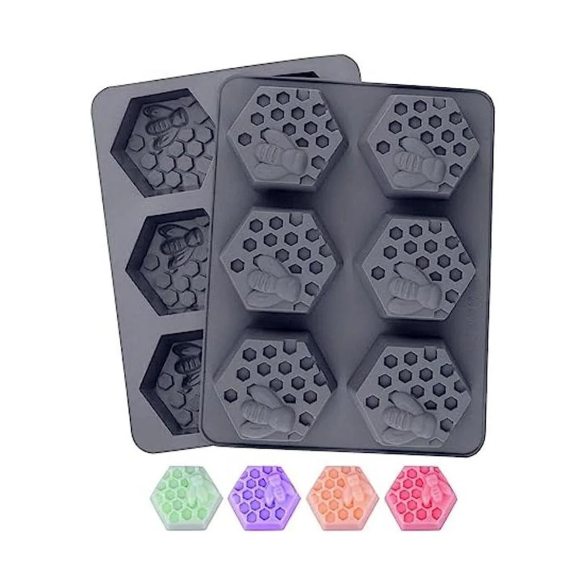 DDlife 2 moldes de jabón de silicona de abeja 3D moldes