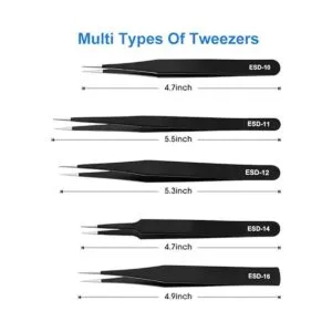 Juego de 10 pinzas de precisión kit de pinzas de alta
