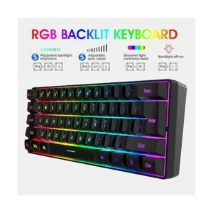 DGG Teclado K60 de 61 teclas RGB retroiluminado 60 con