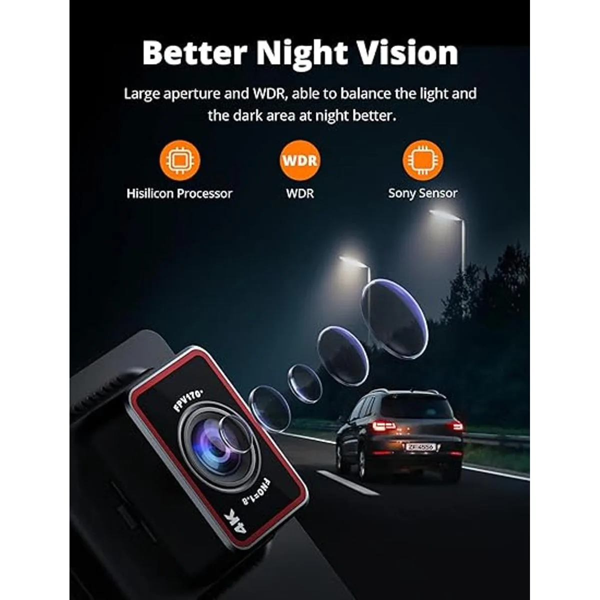 Kingslim Cámara D4 4K doble para salpicadero con GPS WiFi_4