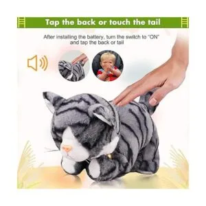 Patrón de gato robot gris de peluche con gato interactivo_3