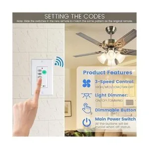 Eogifee Ventilador de techo universal con control de pared