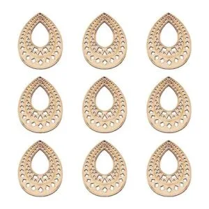 Pandahall 10 aretes de lágrima de madera natural en_1