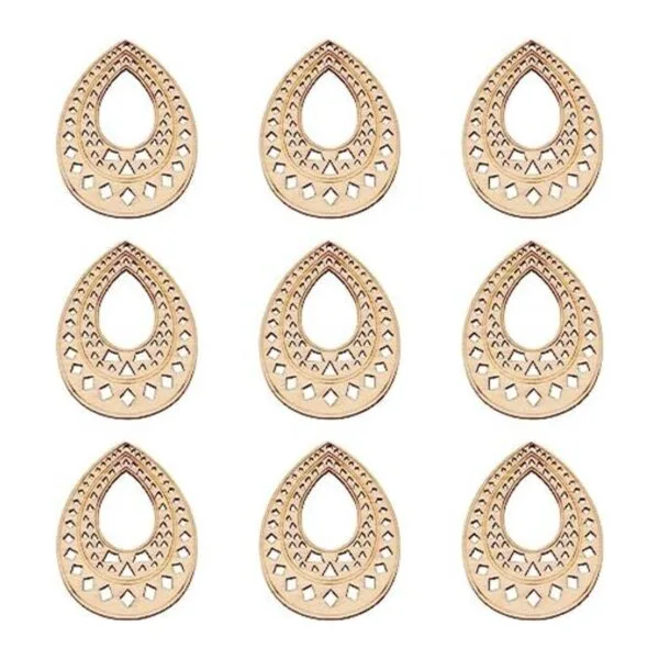 Pandahall 10 aretes de lágrima de madera natural en_1