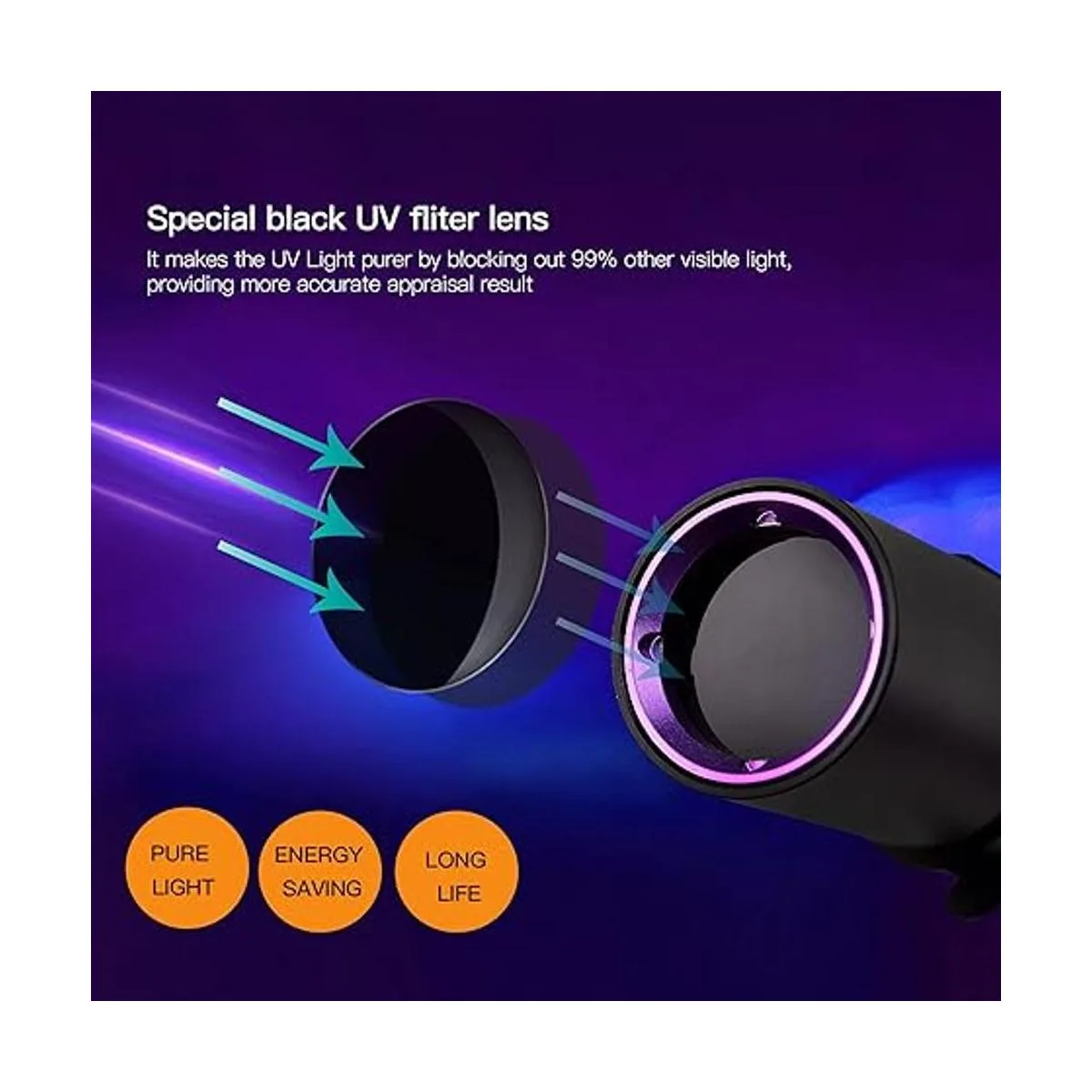 TactEagle UVAT1 Linterna de luz negra portátil de 365 NM_4