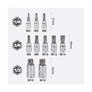 Qnkaa XZN Juego de llaves de punta estriada triple