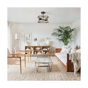 Lámpara de techo retro de 2 luces con montura semi