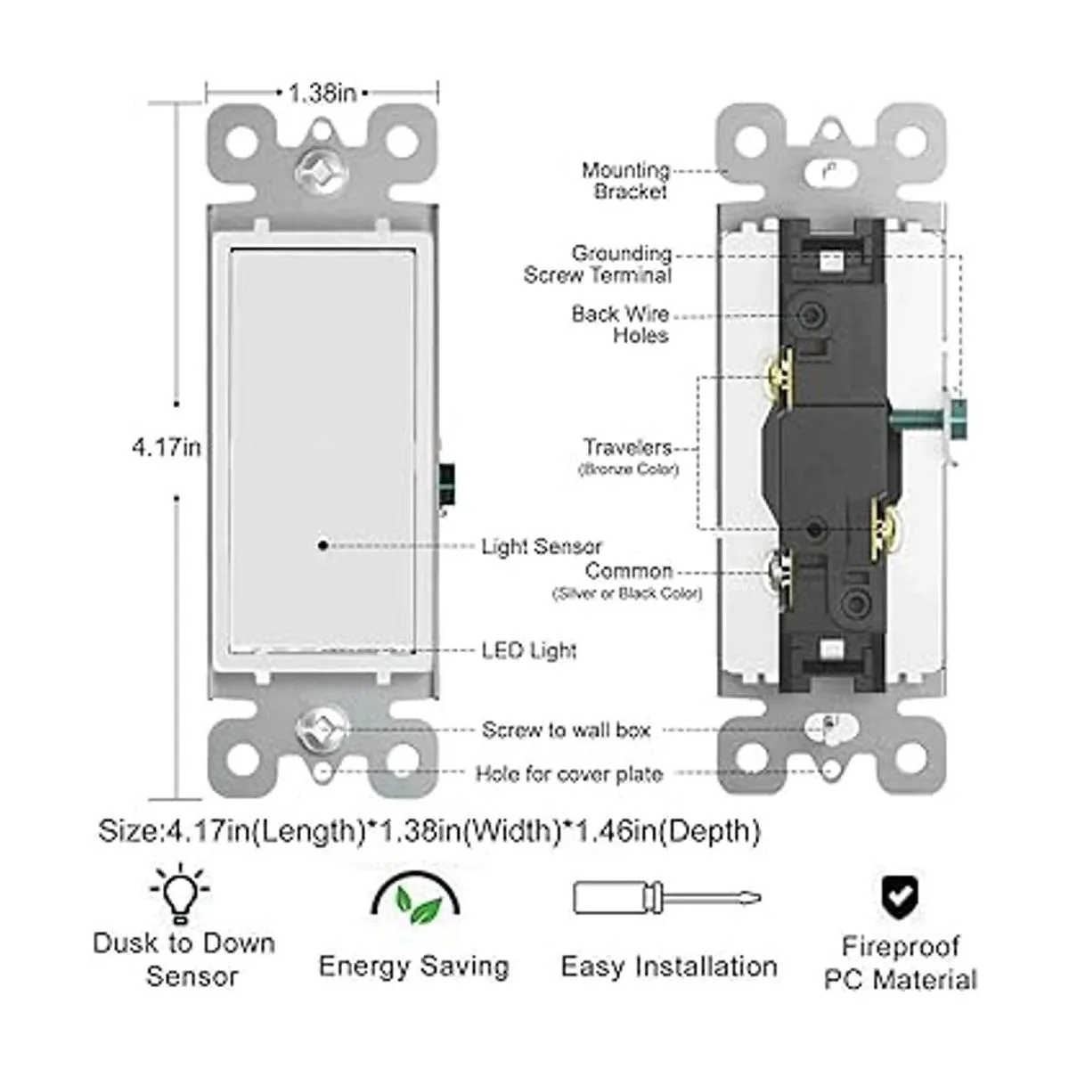 SOZULAMP Paquete de 4 interruptores de luz de pared de 3_6