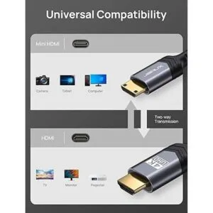 Cable mini HDMI a HDMI de 6 pies JSAUX carcasa de_6