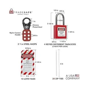 TRADESAFE Kit de etiquetas de bloqueo con cerraduras Loto_3