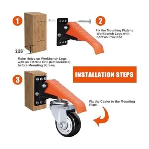 Ronlap Kit de ruedas para banco de trabajo de 880 libras