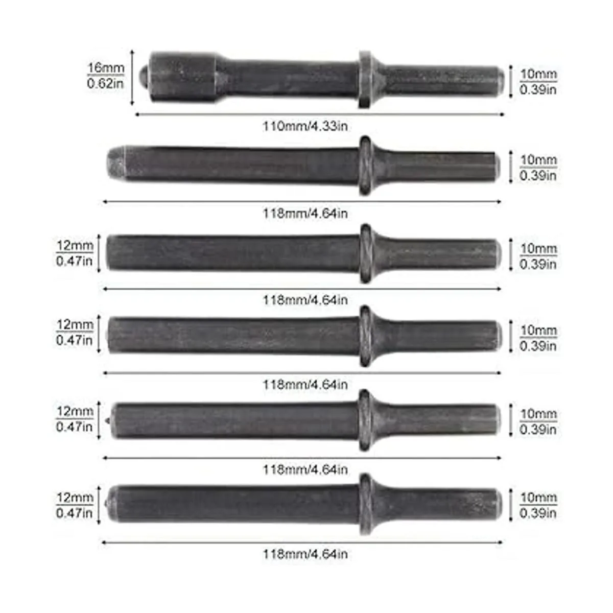 Juego de 7 piezas de remaches de martillo de aire Dele