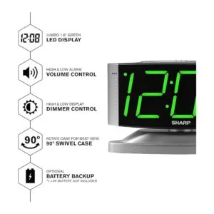 Sharp Reloj despertador digital con base giratoria