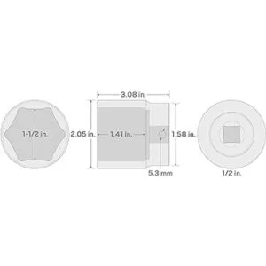 TEKTON Llave de tubo de 12 pulgada Cubo de impacto de 6_4