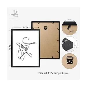 ArtbyHannah Juego de 3 arte de pared enmarcado negro de 11_4