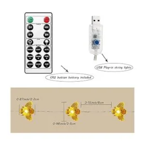 Guirnalda de luces de hadas de abeja 40 luces LED