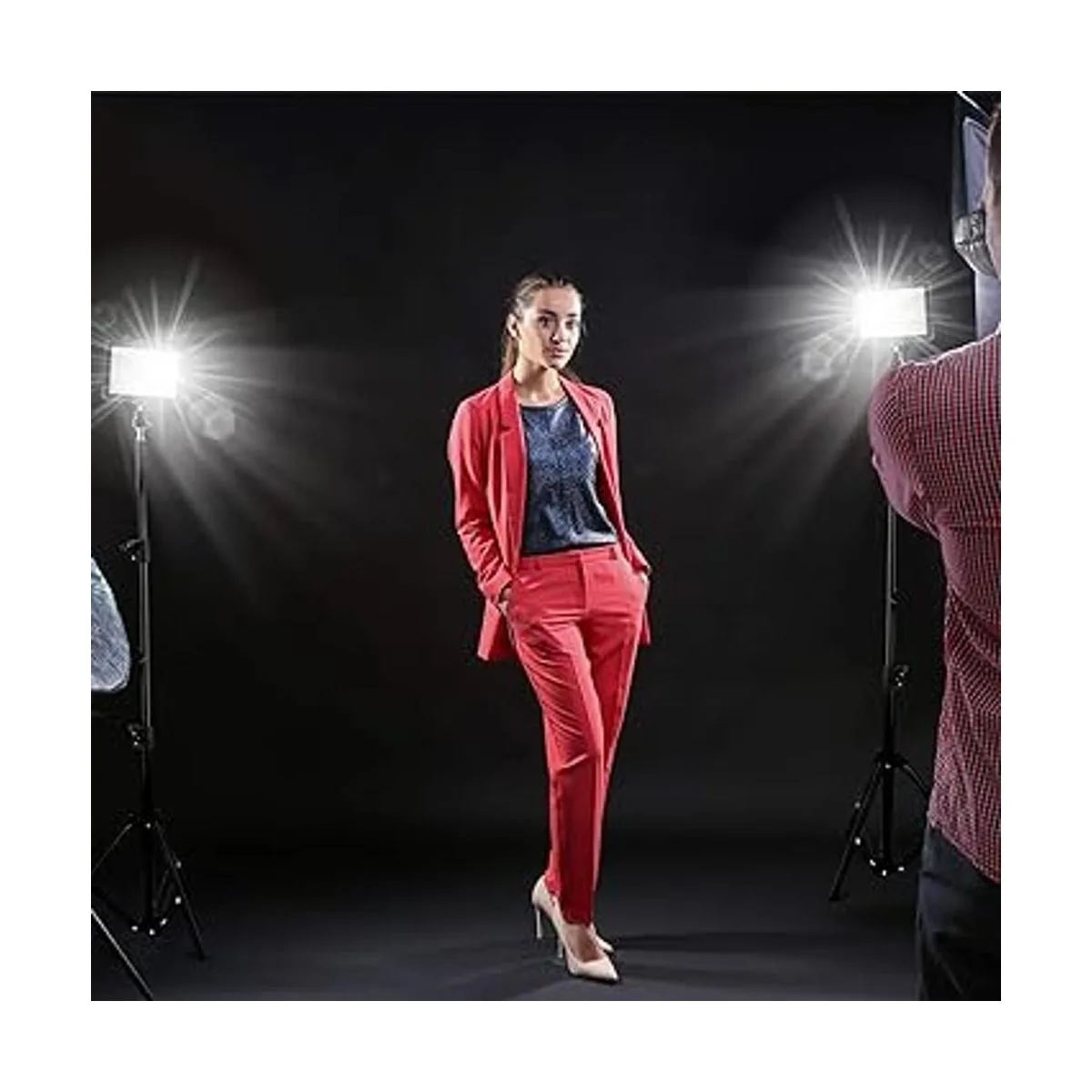 Paquete de 3 70 luces LED de video con soporte de trípode_2