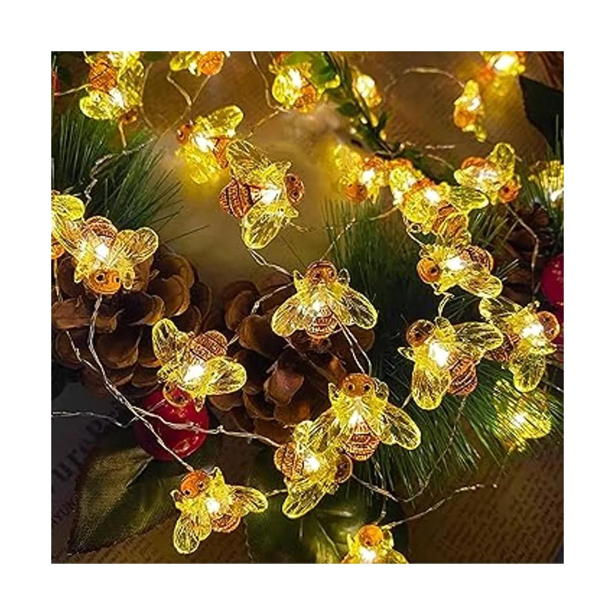 Guirnalda de luces de hadas de abeja 40 luces LED