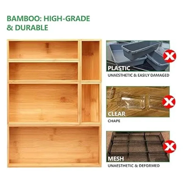MaxGear Organizador de cajones 100 bambú 6 unidades_3