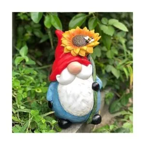 TZSSP estatua de gnomo de jardín al aire libre con girasol
