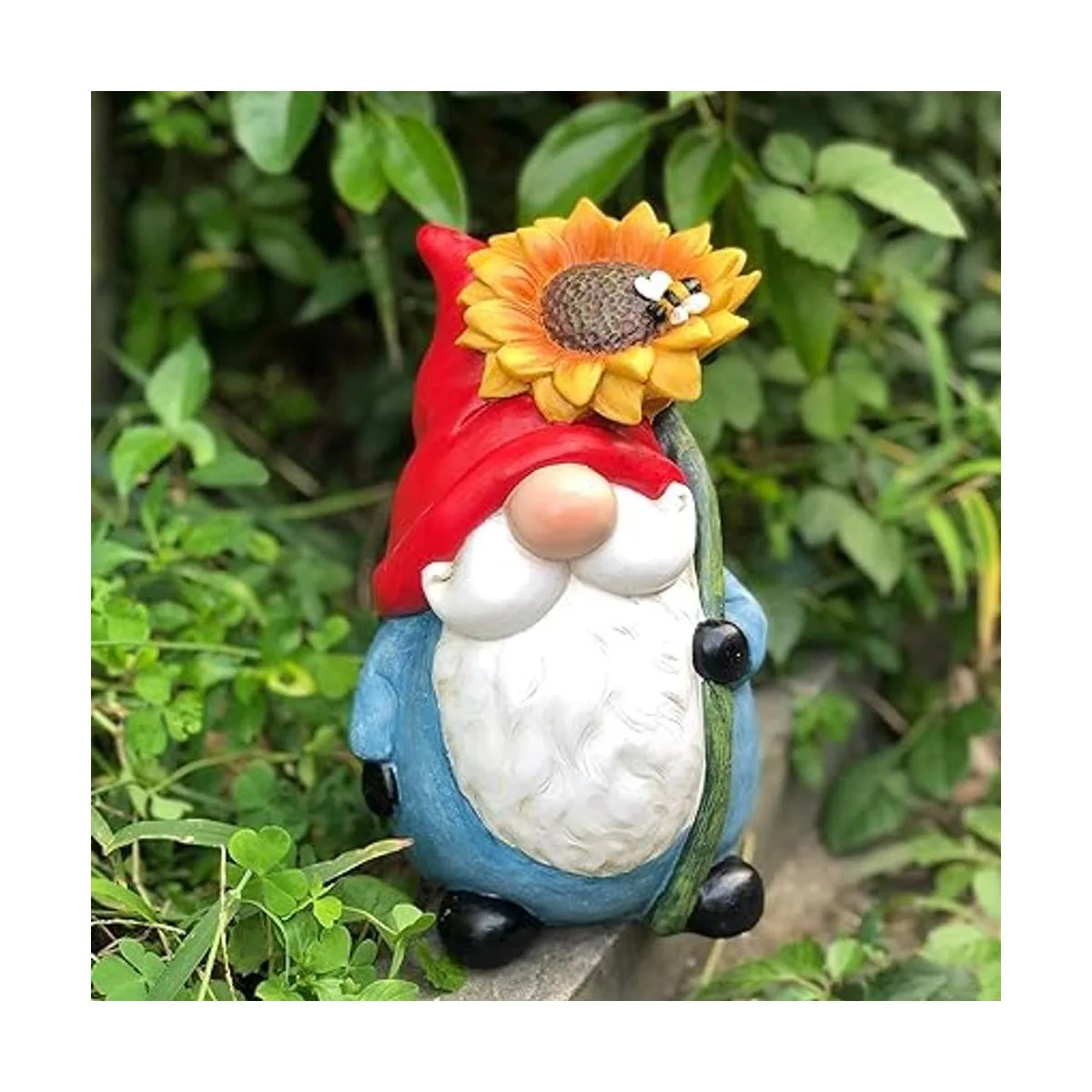 TZSSP estatua de gnomo de jardín al aire libre con girasol