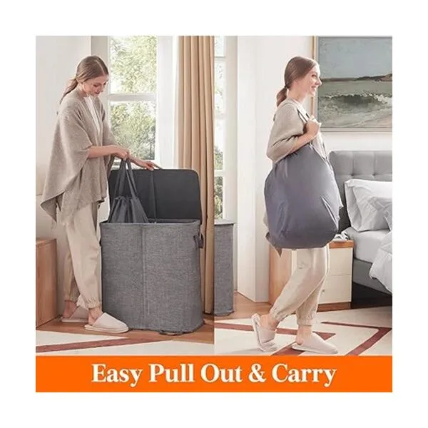 Lifewit Cesta doble de lavandería con tapa y bolsas_4