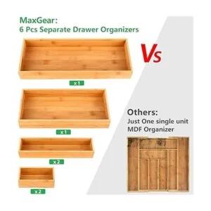 MaxGear Organizador de cajones 100 bambú 6 unidades_4