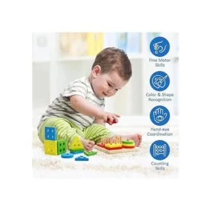 Coogam Juguetes Montessori apilables de madera bloques de_4