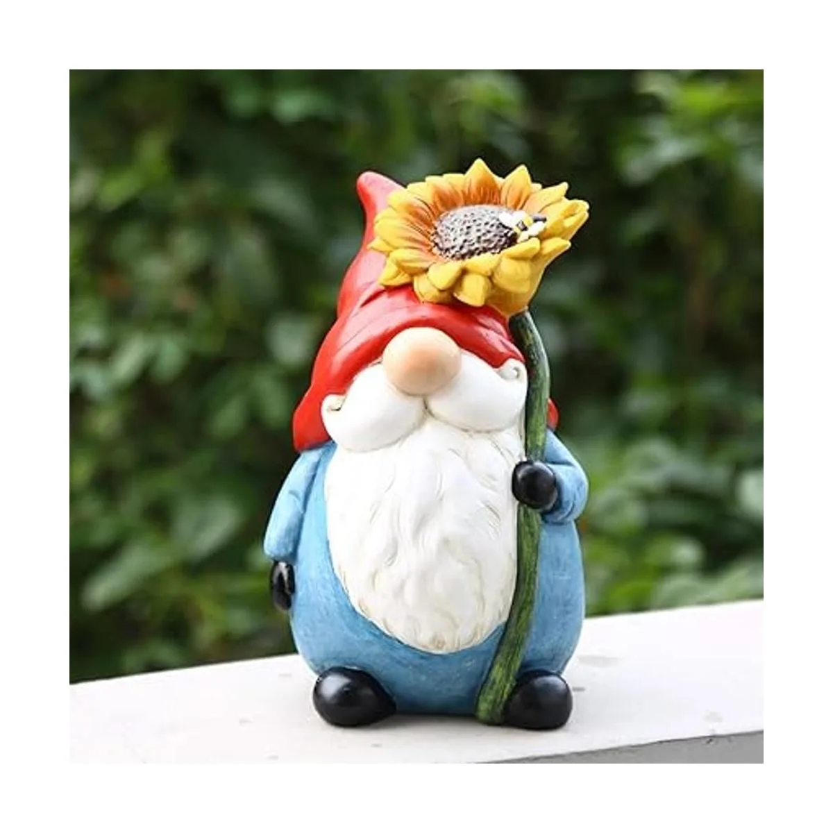 TZSSP estatua de gnomo de jardín al aire libre con girasol