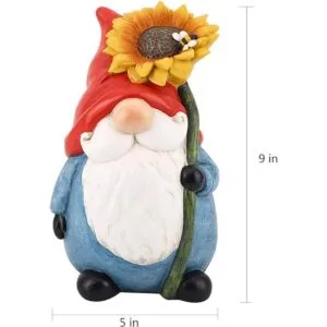 TZSSP estatua de gnomo de jardín al aire libre con girasol