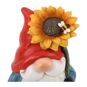 TZSSP estatua de gnomo de jardín al aire libre con girasol