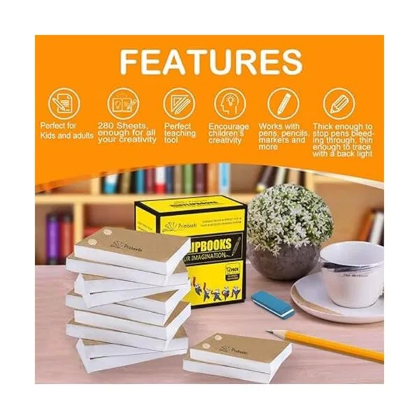 PRIMBEEKS Paquete de 12 libros de papel en blanco de alta
