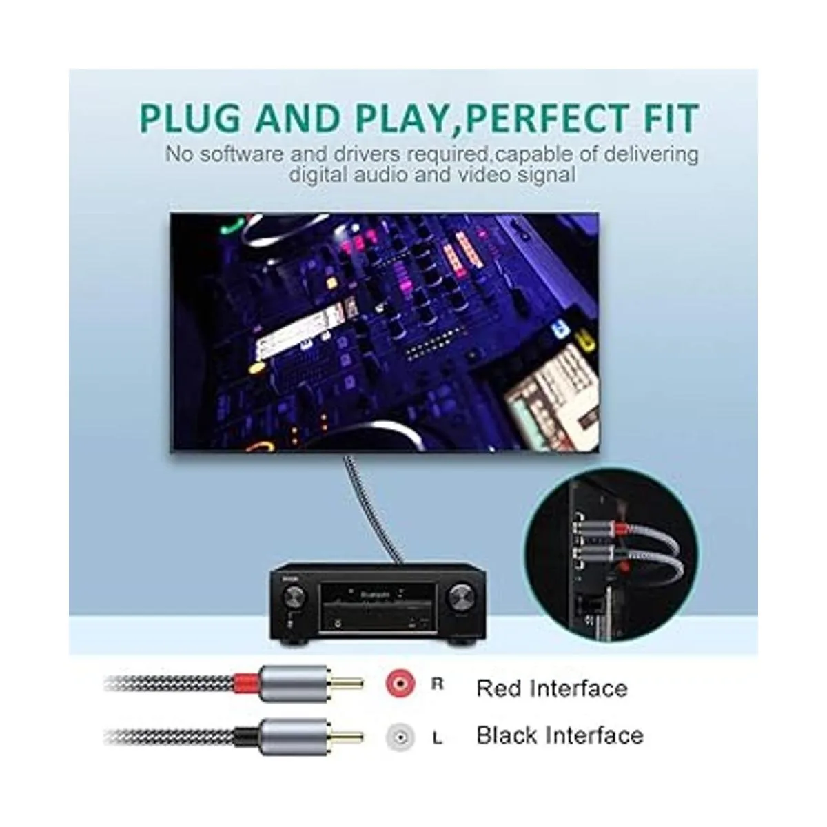 Cable RCA Goalfish de 2 machos a 2 machos cable de audio_3