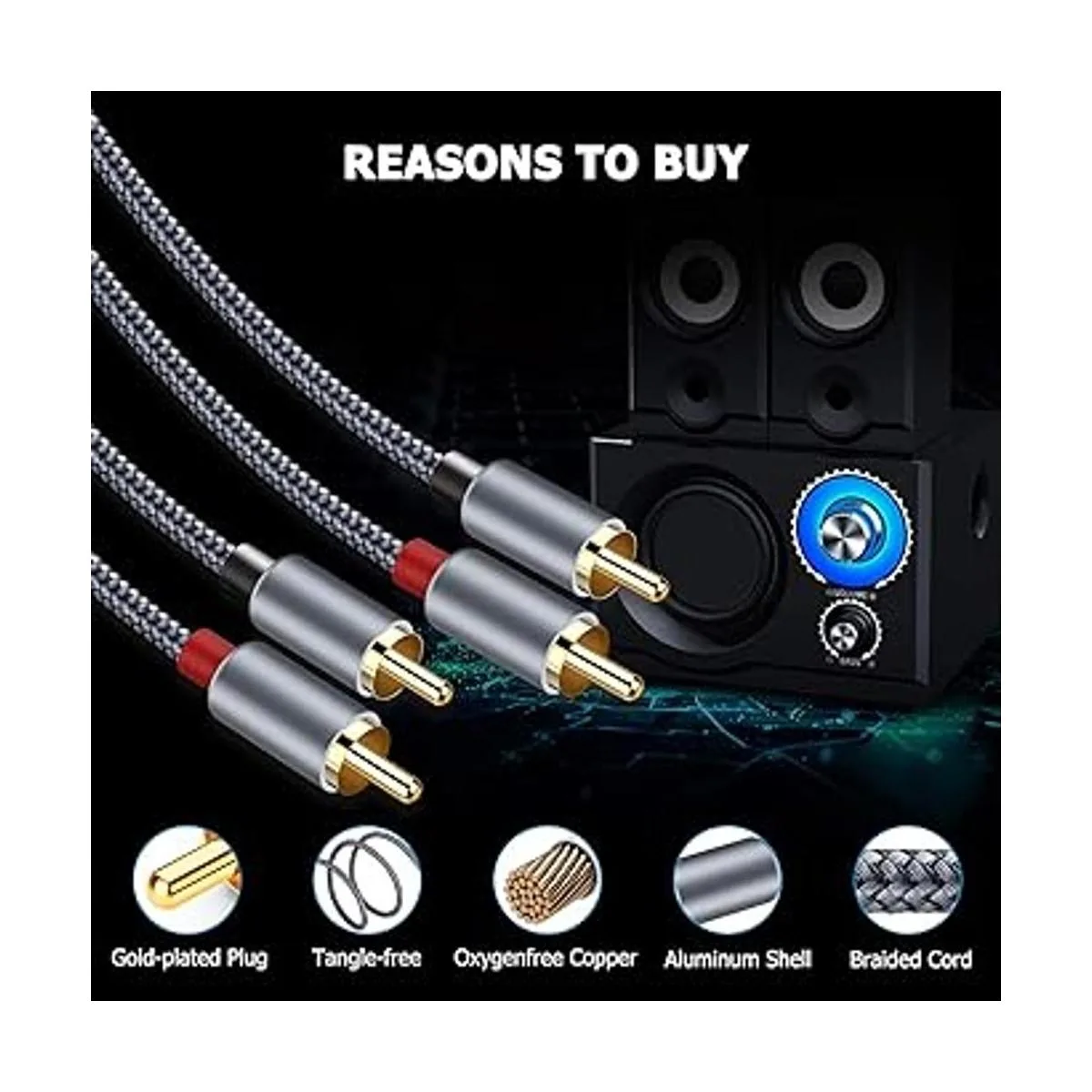 Cable RCA Goalfish de 2 machos a 2 machos cable de audio_2