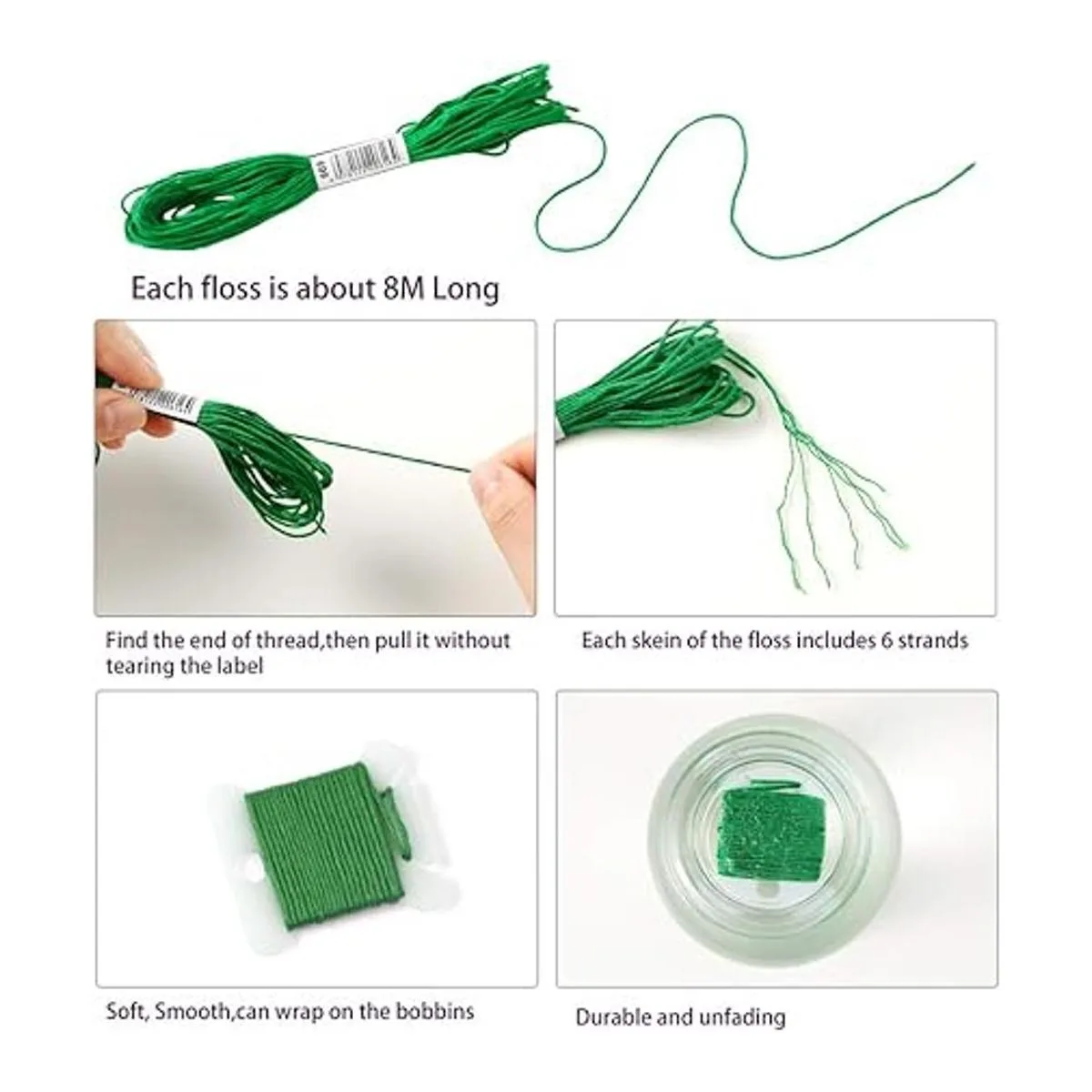 Pllieay 24 madejas de hilo de bordado degradado verde