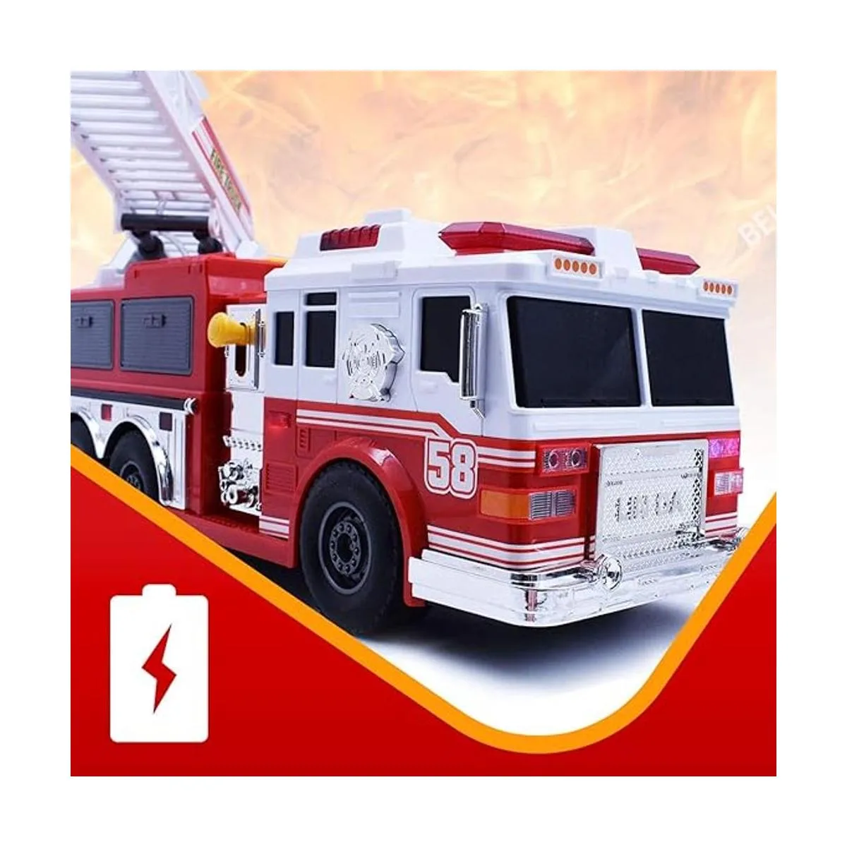 Camión de bomberos motorizado con luces sonido de sirena_6