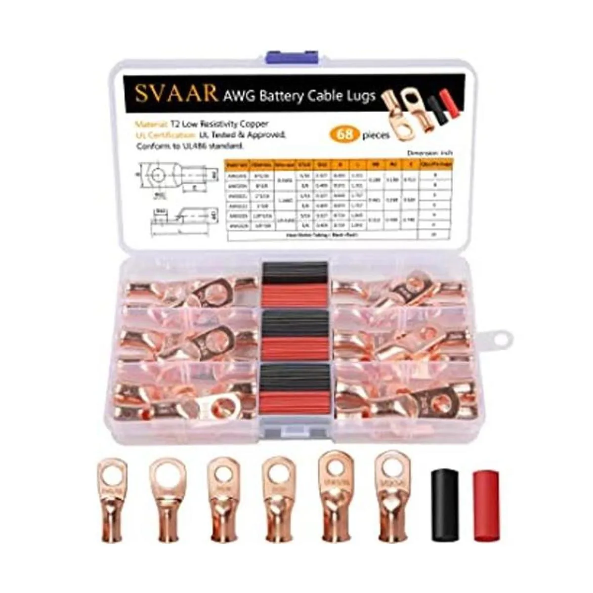 SVAAR 68 terminales de terminal de alambre de cobre AWG_1
