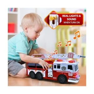 Camión de bomberos motorizado con luces sonido de sirena_5